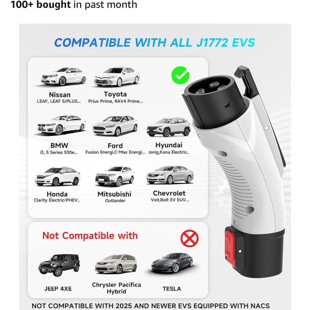 ⚡️SEGUMA brand Tesla to J1772 EV Charger Adapter - White⚡️